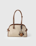 Handmade Leather Owl Charm (Black & Brown Scaled Feather Version) - Image 3