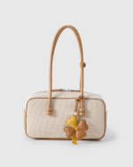 Handmade Leather Four-Leaf Clover Charm (Yellow & Brown with Gold Accent) - Image 3