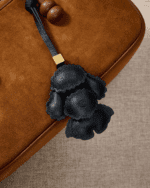 Handmade 3D Leather Poodle Charm (Solid Black Fluffy Back View Version) - Image 2