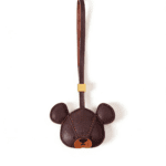 Handmade Leather Teddy Bear Head Charm (Brown with Gold Accent)