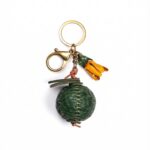Handmade Leather Green Fruit & Flower Charm with Tassel Detail