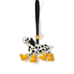 Handmade Leather Dalmatian Charm (with Yellow Rain Boots)