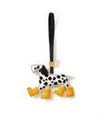 Handmade Leather Dalmatian Charm (with Yellow Rain Boots)