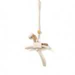 Handmade Leather Mini Horse Charm (Off-White with Gold Stitching)