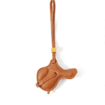 Handmade Leather Saddle Charm (Tan with Gold Accent)