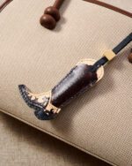 Handmade Leather Cowboy Boot Charm (Brown with Floral Accent) - Image 2