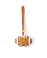 Handmade Leather Rugby Ball Charm (Cute Smiley Version)