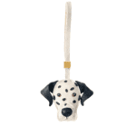 Handmade Leather Dalmatian Head Charm (Black & White with Gold Accent)