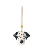 Handmade Leather Dalmatian Head Charm (Black & White with Gold Accent)