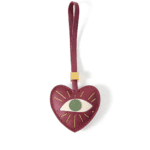 Handmade Leather Evil Eye Heart Charm (Burgundy with Gold Accent)