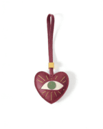 Handmade Leather Evil Eye Heart Charm (Burgundy with Gold Accent)