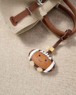 Handmade Leather Rugby Ball Charm (Cute Smiley Version) - Image 2