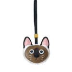 Handmade Leather Siamese Cat Head Charm (Brown & White with Gold Accent)