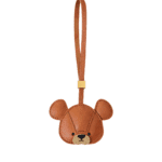 Handmade Leather Teddy Bear Head Charm (Tan with Gold Accent)