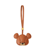Handmade Leather Teddy Bear Head Charm (Tan with Gold Accent)