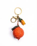 Handmade Leather Persimmon & Peanut Charm (Good Things Happen)