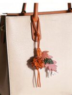 Handmade Leather Autumn Forest Charm (Pine Cone & Maple Leaf Bouquet) - Image 2