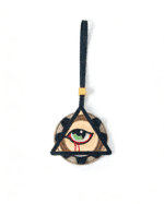 Handmade Leather All-Seeing Eye Charm (Triangle with Blood Accent)