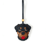 Handmade Leather Rottweiler Head Charm (Black & Tan with Red Tongue)