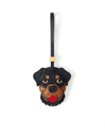 Handmade Leather Rottweiler Head Charm (Black & Tan with Red Tongue)