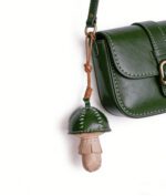 Handmade Leather Forest Mushroom Charm (Deep Green Cap Woodland Mushroom) - Image 3