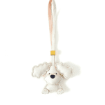 Handmade Leather Big-Ear White Dog Charm (White with Pink Accent)