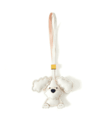Handmade Leather Big-Ear White Dog Charm (White with Pink Accent)