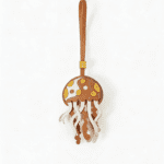 Handmade Leather Jellyfish Charm (Brown with Yellow Dots)