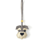 Handmade Leather Schnauzer Head Charm (Gray & Beige with Heart Nose)