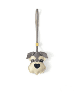 Handmade Leather Schnauzer Head Charm (Gray & Beige with Heart Nose)