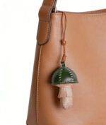 Handmade Leather Forest Mushroom Charm (Deep Green Cap Woodland Mushroom) - Image 2
