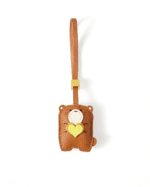 Handmade Leather Hugging Heart Bear Charm (Tan Version)