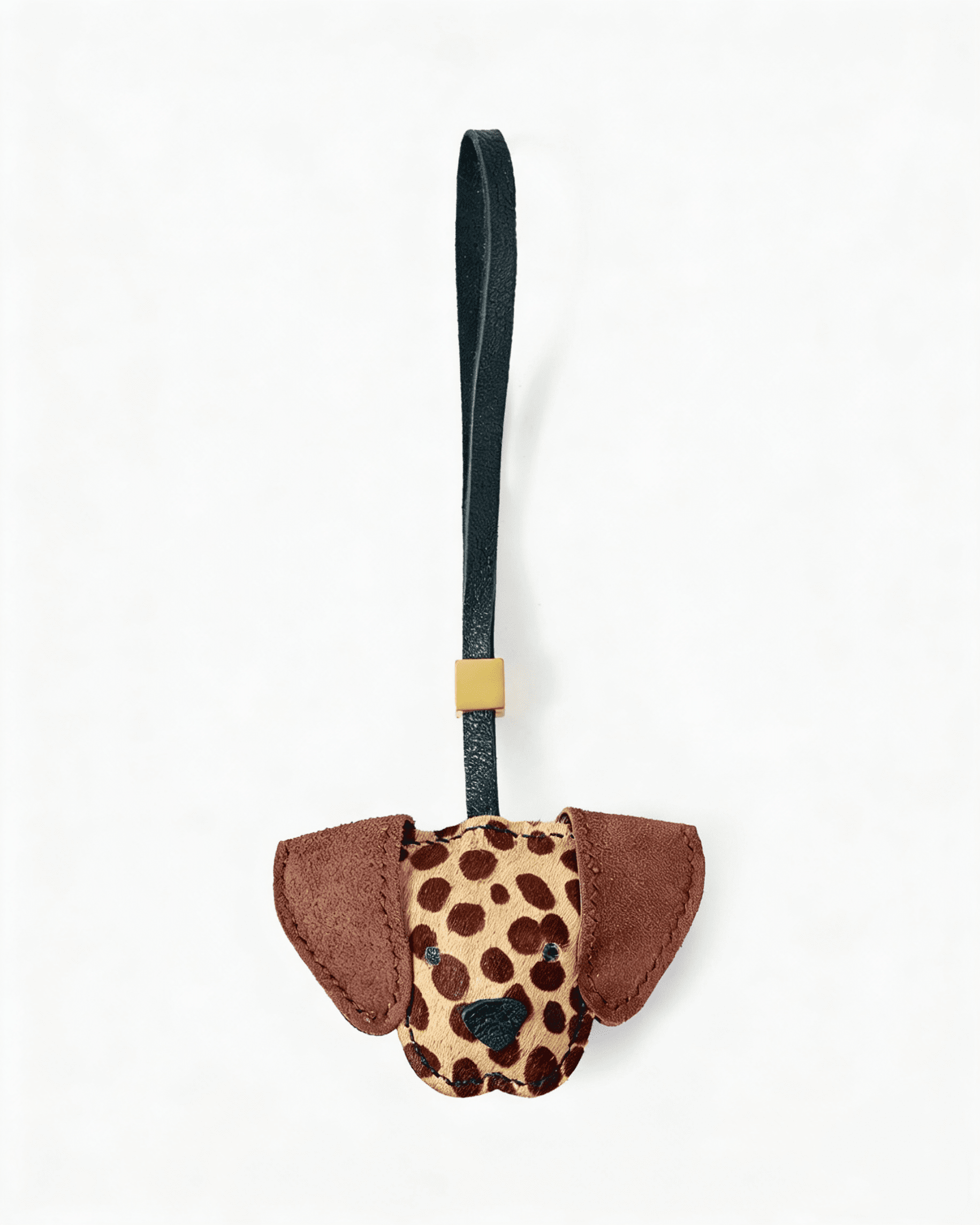 144 Handmade Leather Dalmatian Head Charm (Spotted Big-Ear Version) - Image 1