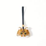 Handmade Leather Long-Haired Orange Cat Head Charm (Brown with White Fringe Version)