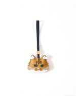 Handmade Leather Long-Haired Orange Cat Head Charm (Brown with White Fringe Version)