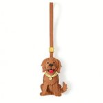 Handmade Leather Golden Retriever Charm (Tan with Gold Collar)