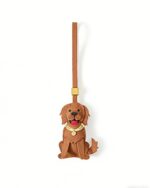 Handmade Leather Golden Retriever Charm (Tan with Gold Collar)