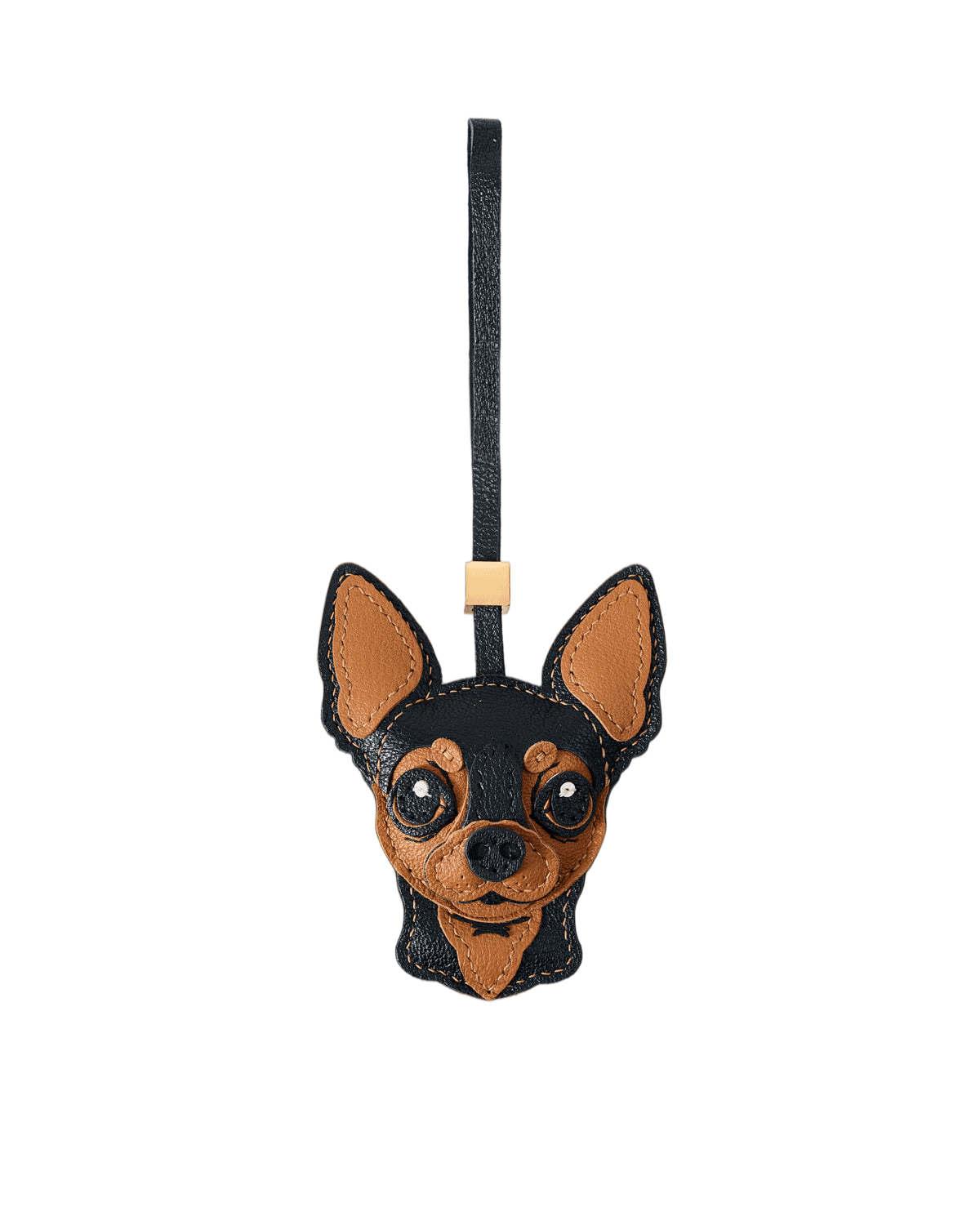 161_副本 Handmade Leather Miniature Pinscher Charm (Black & Tan Version) - Image 1