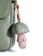 Handmade Leather Pastel Mushroom Charm (Mint & Blush Woodland Mushroom) - Image 3