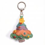 Handmade Leather Christmas Tree Charm with Colorful Ornament Detail