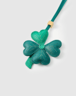 Handmade Leather Four-Leaf Clover Charm (Gradient Green Lucky Version) - Image 2