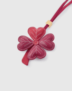 Handmade Leather Four-Leaf Clover Charm (Burgundy Red Lucky Blessing Version) - Image 2