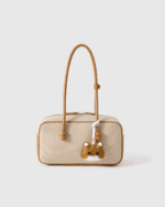 Handmade Leather Long-Haired Orange Cat Head Charm (Brown with White Fringe Version) - Image 3