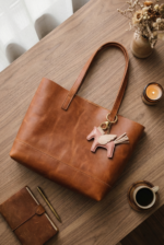 Handmade Leather Pegasus Charm with Wing & Tassel Detail - Image 2