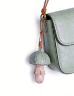Handmade Leather Pastel Mushroom Charm (Mint & Blush Woodland Mushroom) - Image 2