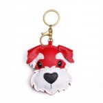 Handmade Leather Schnauzer Head Charm (Vibrant Red Gentleman)