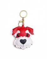 Handmade Leather Schnauzer Head Charm (Vibrant Red Gentleman)