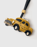 Handmade Leather Vintage Taxi Charm (Yellow with Black Accent) - Image 3