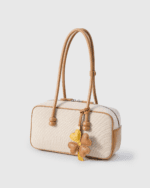 Handmade Leather Four-Leaf Clover Charm (Yellow & Brown with Gold Accent) - Image 4