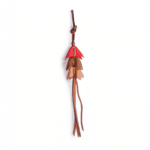 Handmade Leather Bellflower Charm with Layered Petal & Tassel Detail
